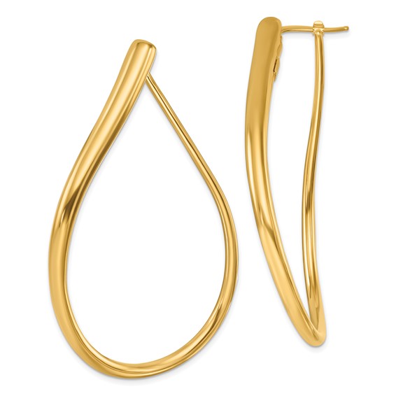 Herco 14K Polished Wavy Teardrop Hoop Earrings