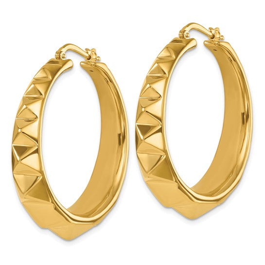 Herco 14K Polished and Studded Graduated Round Hoop Earrings
