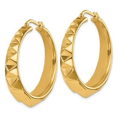 Herco 14K Polished and Studded Graduated Round Hoop Earrings