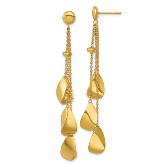 Herco 14K Polished Fancy Triple Curved Teardrop Post Dangle Earrings