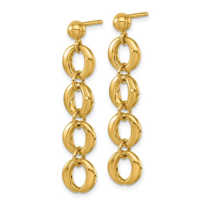 Herco 14K Polished Round Link Post Dangle Earrings