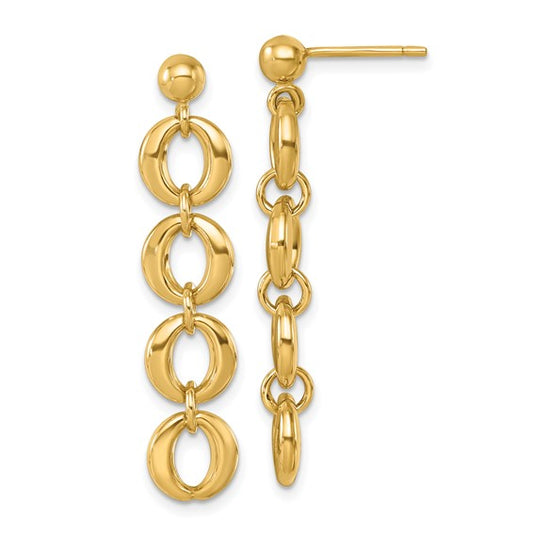 Herco 14K Polished Round Link Post Dangle Earrings