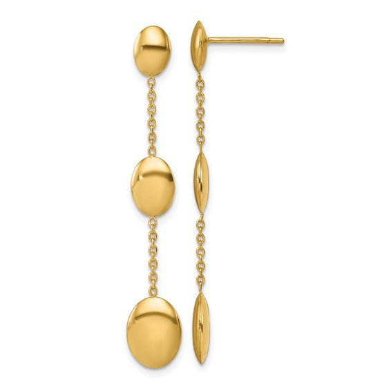 Herco 14K Polished Graduated Ovals Post Dangle Earrings