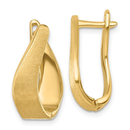 Herco 14K Polished and Satin Overlap Teardrop Solid Hinged Post Earrings