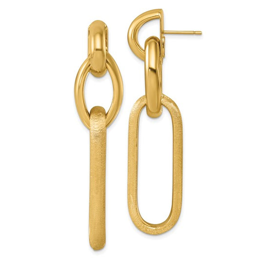Herco 14K Polished and Brushed Fancy Link Post Dangle Earrings