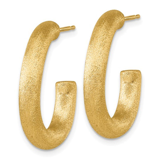 Herco 14K Brushed Post J-Hoop Earrings