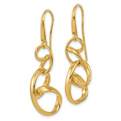 Herco 14K Polished Fancy Contemporary Swirl Shephard Hook Dangle Earrings