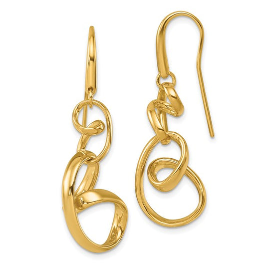 Herco 14K Polished Fancy Contemporary Swirl Shephard Hook Dangle Earrings