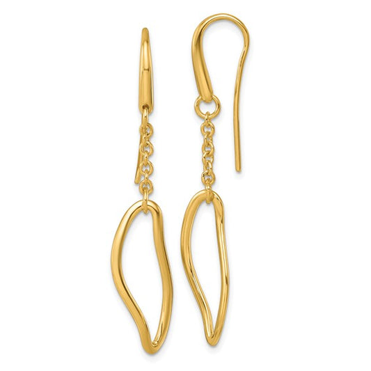 Herco 14K Polished Solid Fancy Contemporary Link Shephard Hook Dangle Earrings