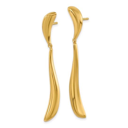 Herco 14K Polished Fancy Curved Wave Post Dangle Earrings