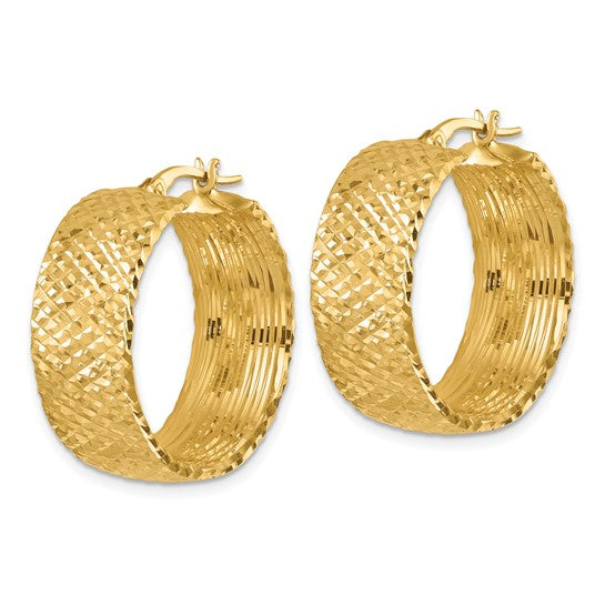 Herco 14K Polished and Diamond-cut Large Round Hoop Earrings