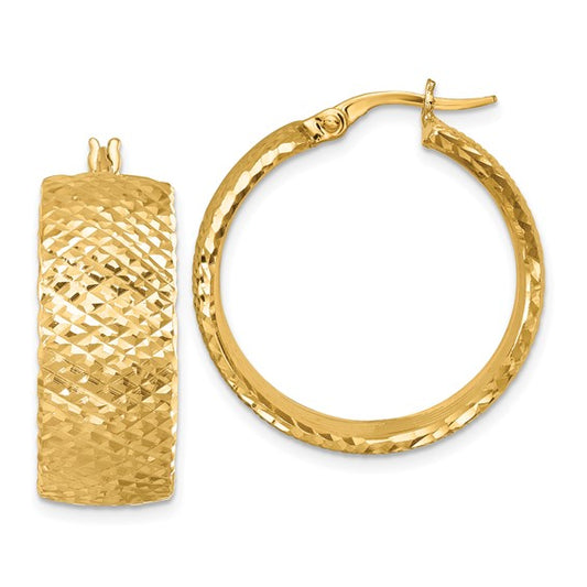 Herco 14K Polished and Diamond-cut Large Round Hoop Earrings