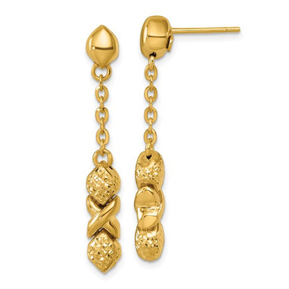Herco 14K Polished and Diamond-cut Fancy XO Post Dangle Earrings