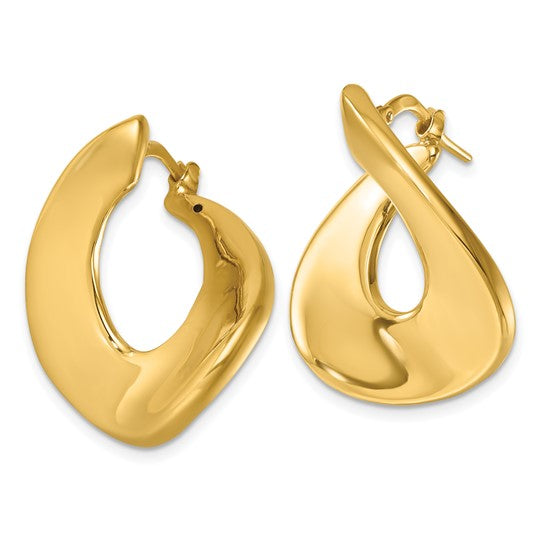 Herco 14K Polished and Twisted Oval Hoop Earrings