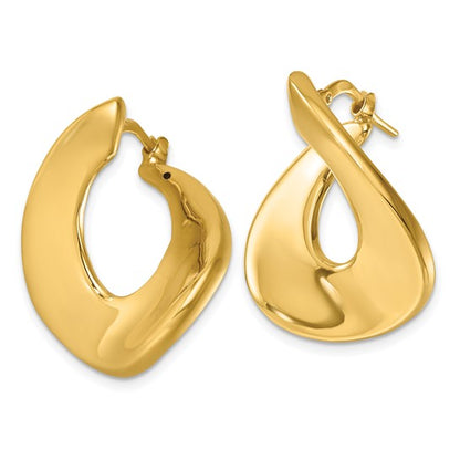Herco 14K Polished and Twisted Oval Hoop Earrings