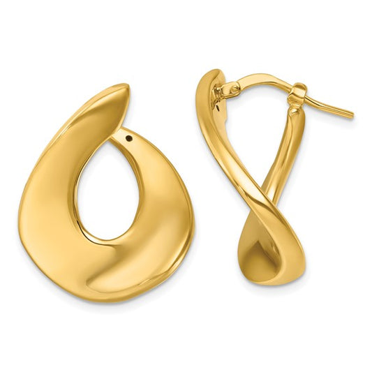 Herco 14K Polished and Twisted Oval Hoop Earrings