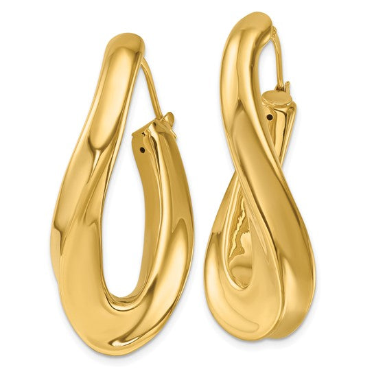 Herco 14K Polished and Twisted Curved Oval Hoop Earrings