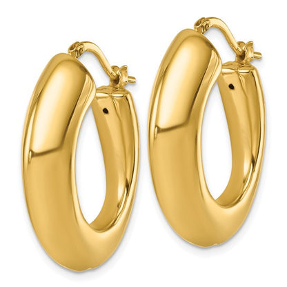 Herco 14K Polished and Knife Edge Graduated Oval Hoop Earrings