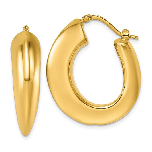 Herco 14K Polished and Knife Edge Graduated Oval Hoop Earrings