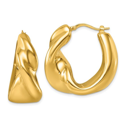 Herco 14K Polished and Half Twisted Hoop Earrings