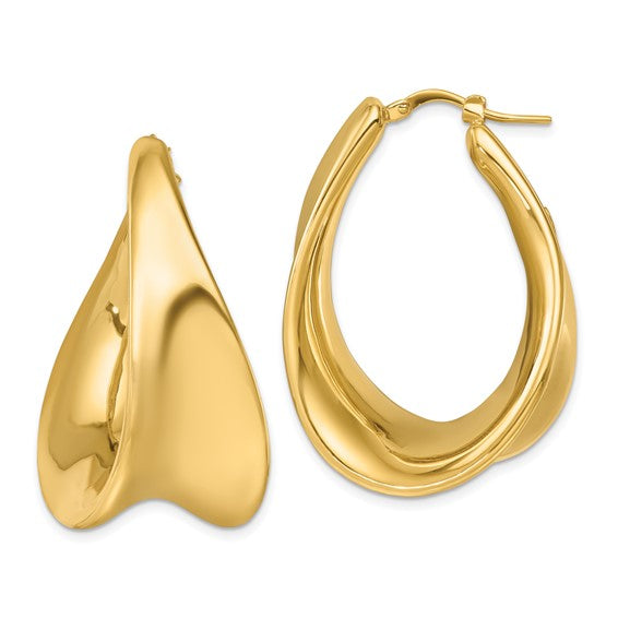 Herco 14K Polished Fancy Contoured Oval Hoop Earrings