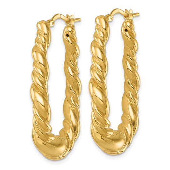 Herco 14K Polished and Twisted Teardrop Hoop Earrings