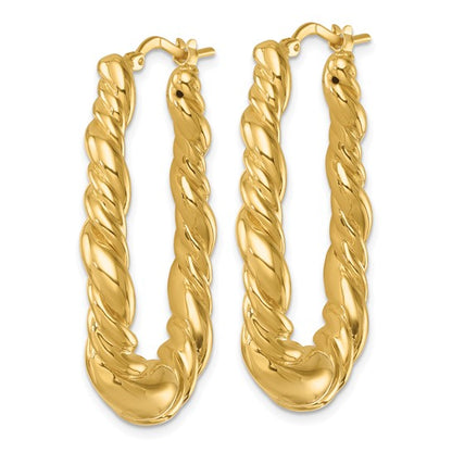 Herco 14K Polished and Twisted Teardrop Hoop Earrings