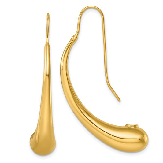 Herco 14K Polished Curved Teardrop Threader Earrings