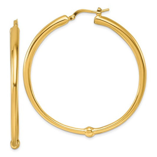 Herco 14K Polished with Ball Round Hoop Earrings