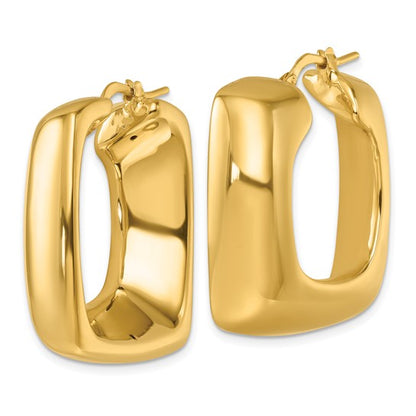 Herco 14K Polished Fancy Puffed Square Hoop Earrings