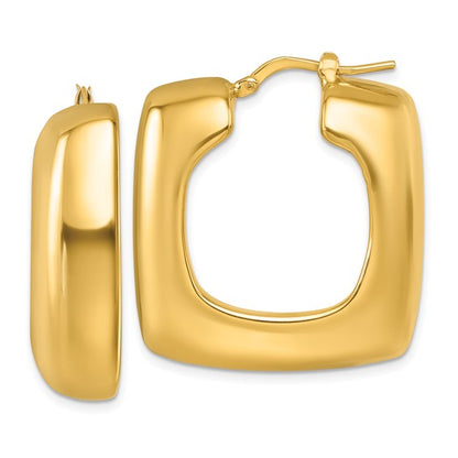 Herco 14K Polished Fancy Puffed Square Hoop Earrings