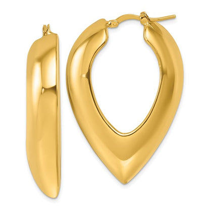 Herco 14K Polished Fancy Puffed and Pointed Hoop Earrings