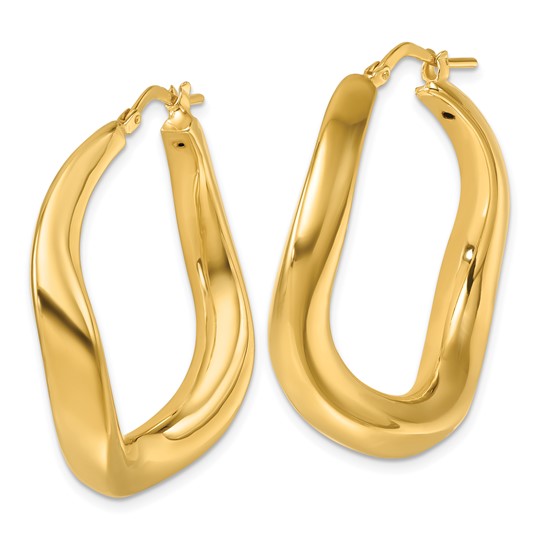 Herco 14K Polished Wavy Round Hoop Earrings