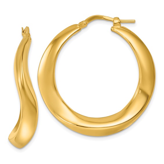 Herco 14K Polished Wavy Round Hoop Earrings