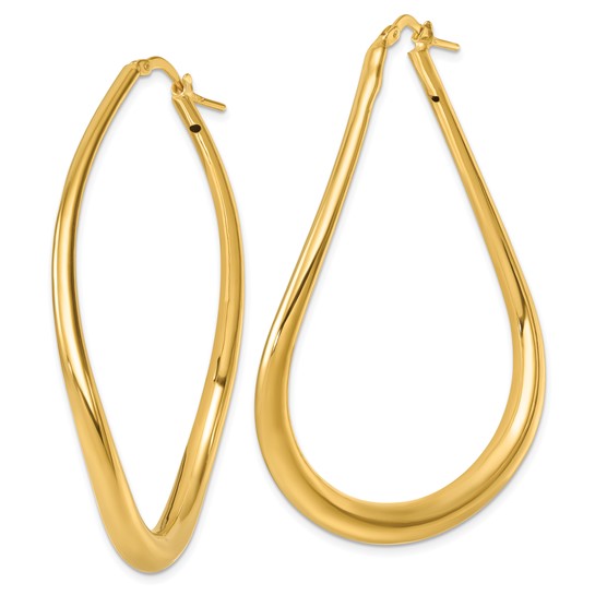 Herco 14K Polished Wavy Teardrop Hoop Earrings