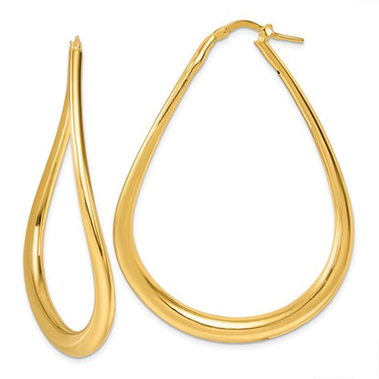 Herco 14K Polished Wavy Teardrop Hoop Earrings