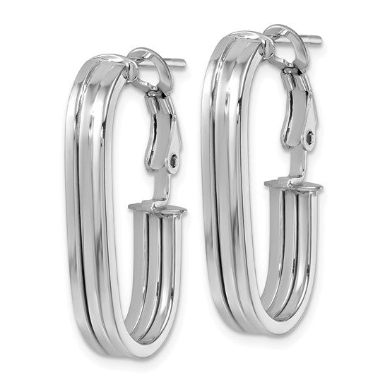 Herco 14KW Polished and Grooved 4.5mm Oval Omega Back Hoop Earrings