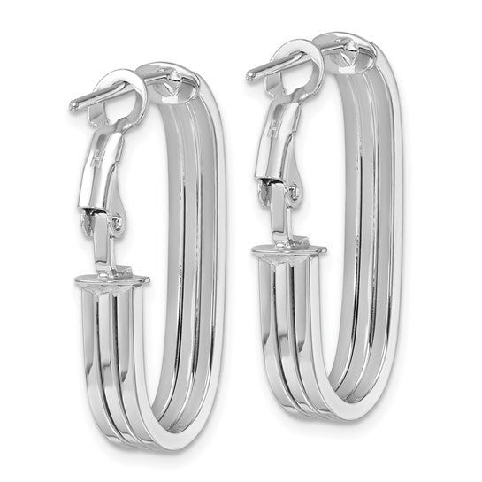 Herco 14KW Polished and Grooved 4.5mm Oval Omega Back Hoop Earrings