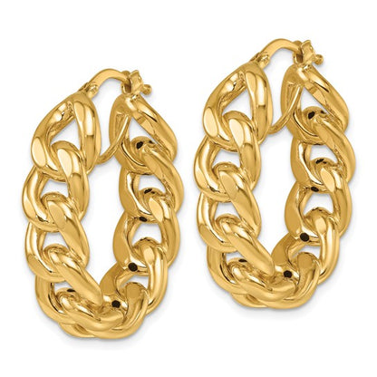 Herco 14K Polished Fancy Medium Oval Curb Link Hoop Earrings