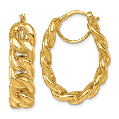 Herco 14K Polished Fancy Medium Oval Curb Link Hoop Earrings