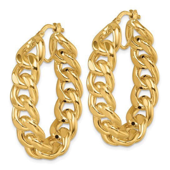 Herco 14K Polished Fancy Large Oval Curb Link Hoop Earrings