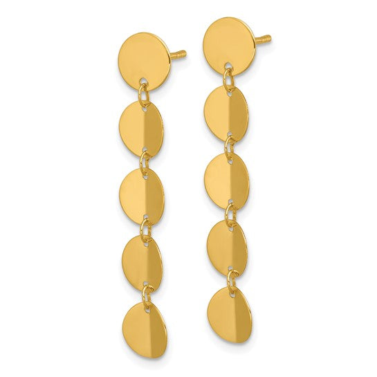 Herco 14K Polished Solid Five Circle Post Dangle Earrings