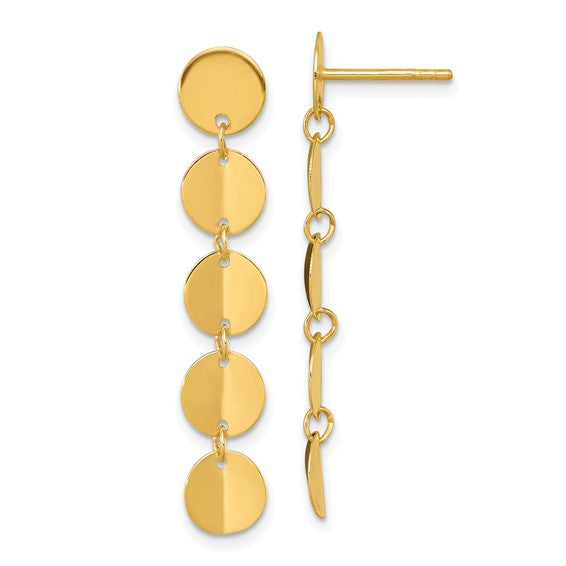 Herco 14K Polished Solid Five Circle Post Dangle Earrings