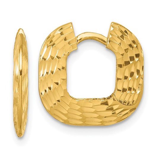 Herco 14K Polished and Diamond-cut Wide Square Solid Hoop Earrings