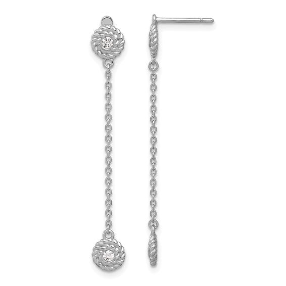 Herco 14K White Gold Diamond Circles Dangle Post Earrings