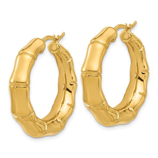 Herco 14K Polished Bamboo Hoop Earrings