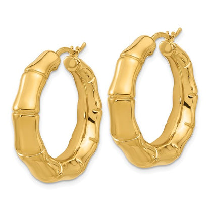 Herco 14K Polished Bamboo Hoop Earrings