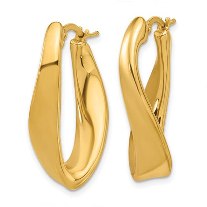 Herco 14K Polished and Twisted Hoop Earrings