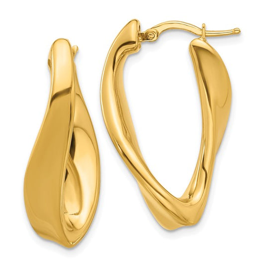 Herco 14K Polished and Twisted Hoop Earrings