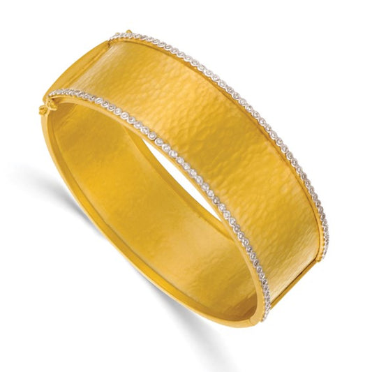 Herco 14K Diamond Hammered Hinged Bangle